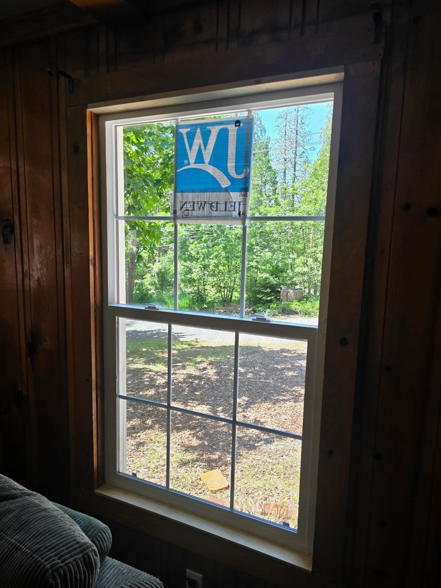 Interior view of a freshly installed grid window